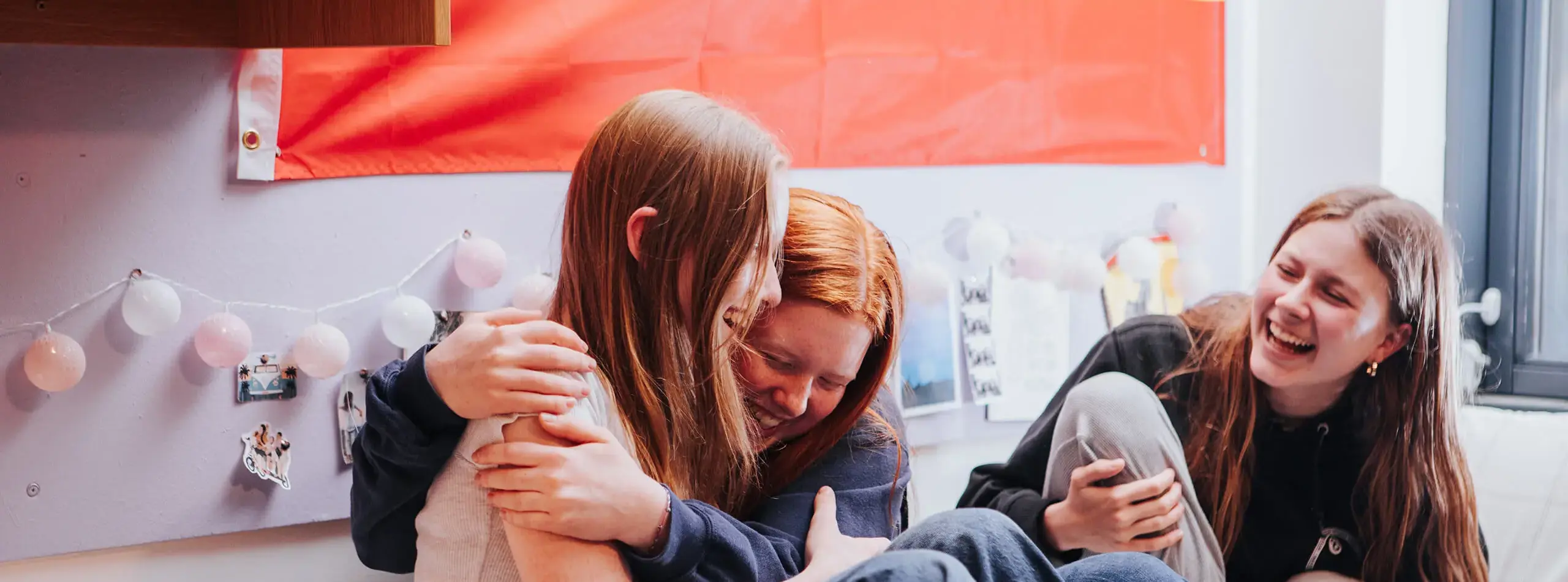 Gordonstoun boarding pupils together, smiling and laughing