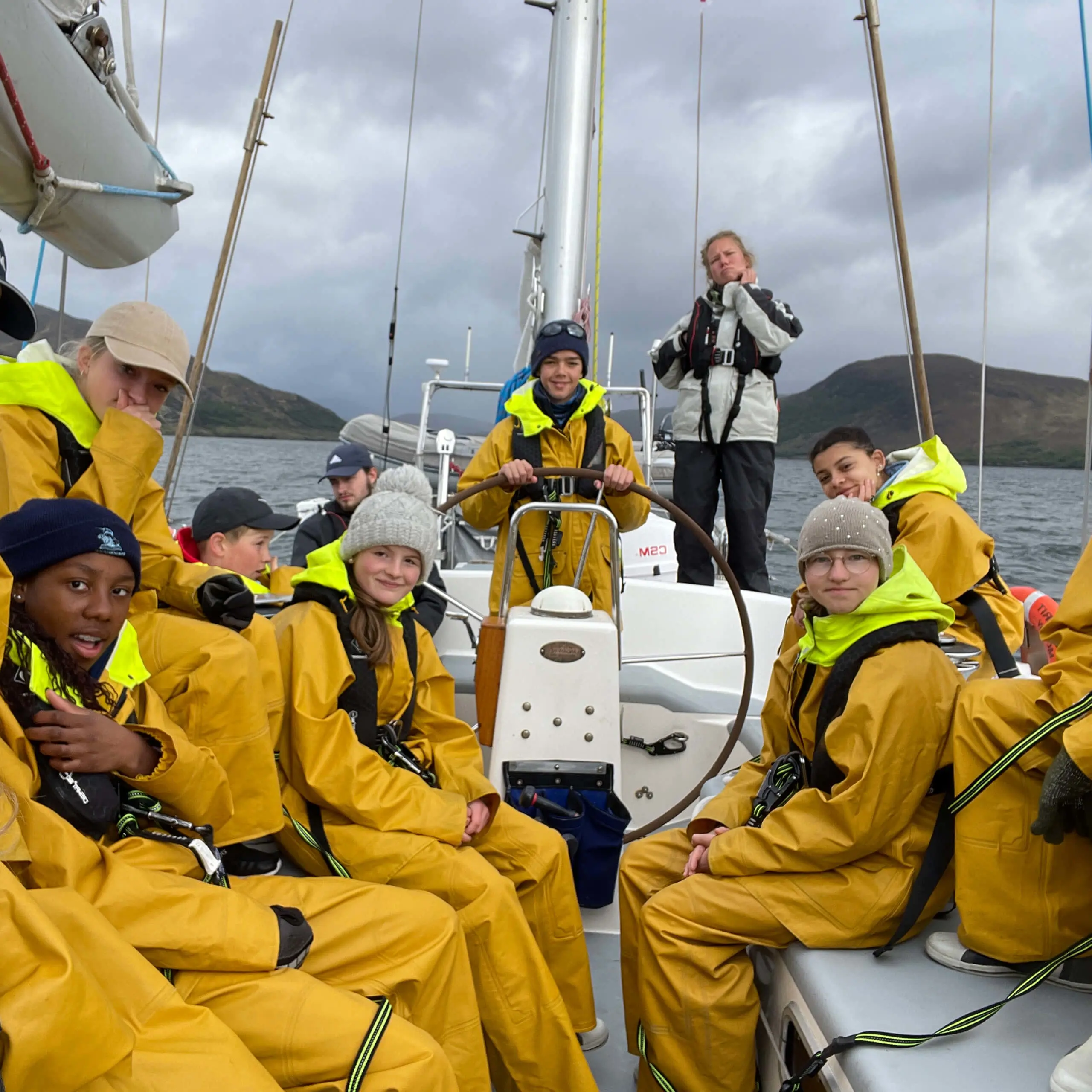 Students sailing on the Ocean Spirit of Moray