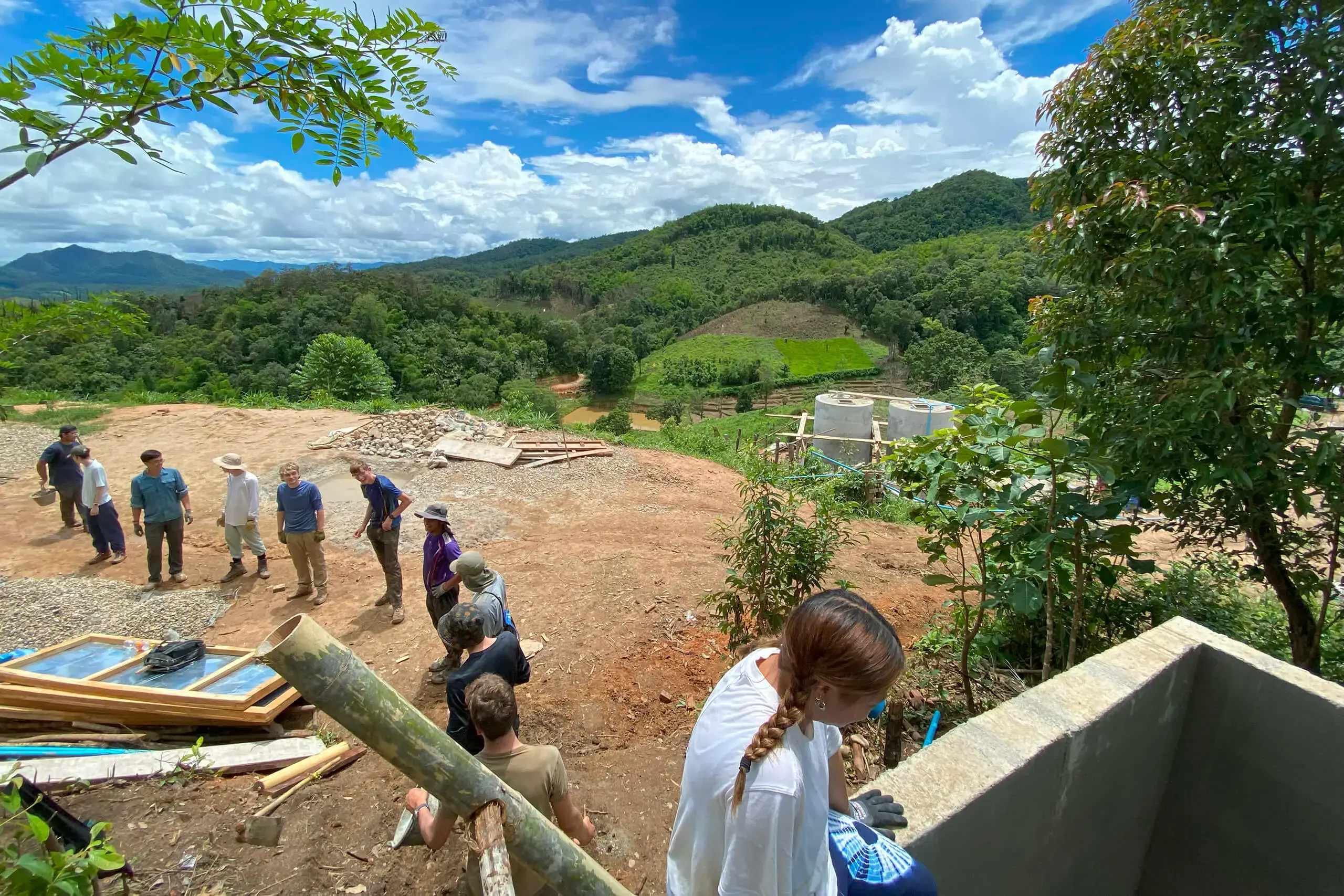 Student volunteers working on the annual Thailand water project