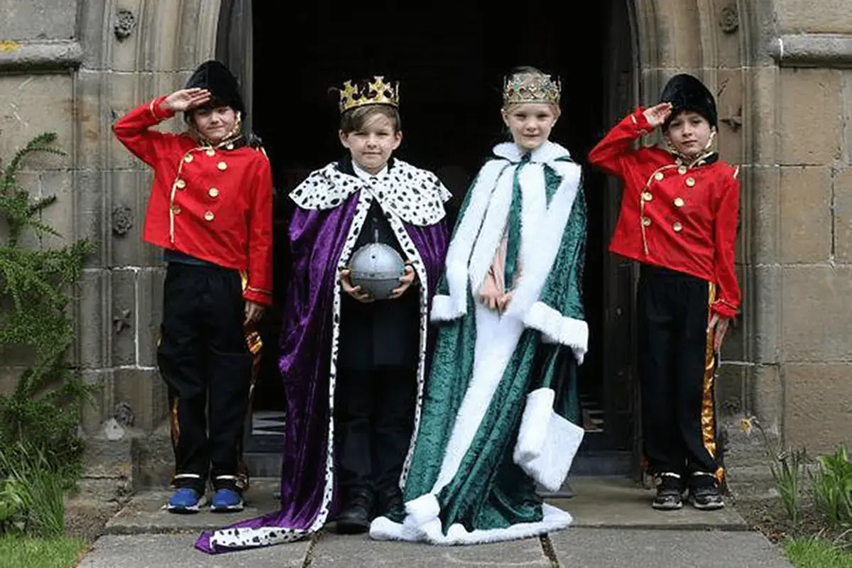 Children Dressed as English Royalty and Kings Guard