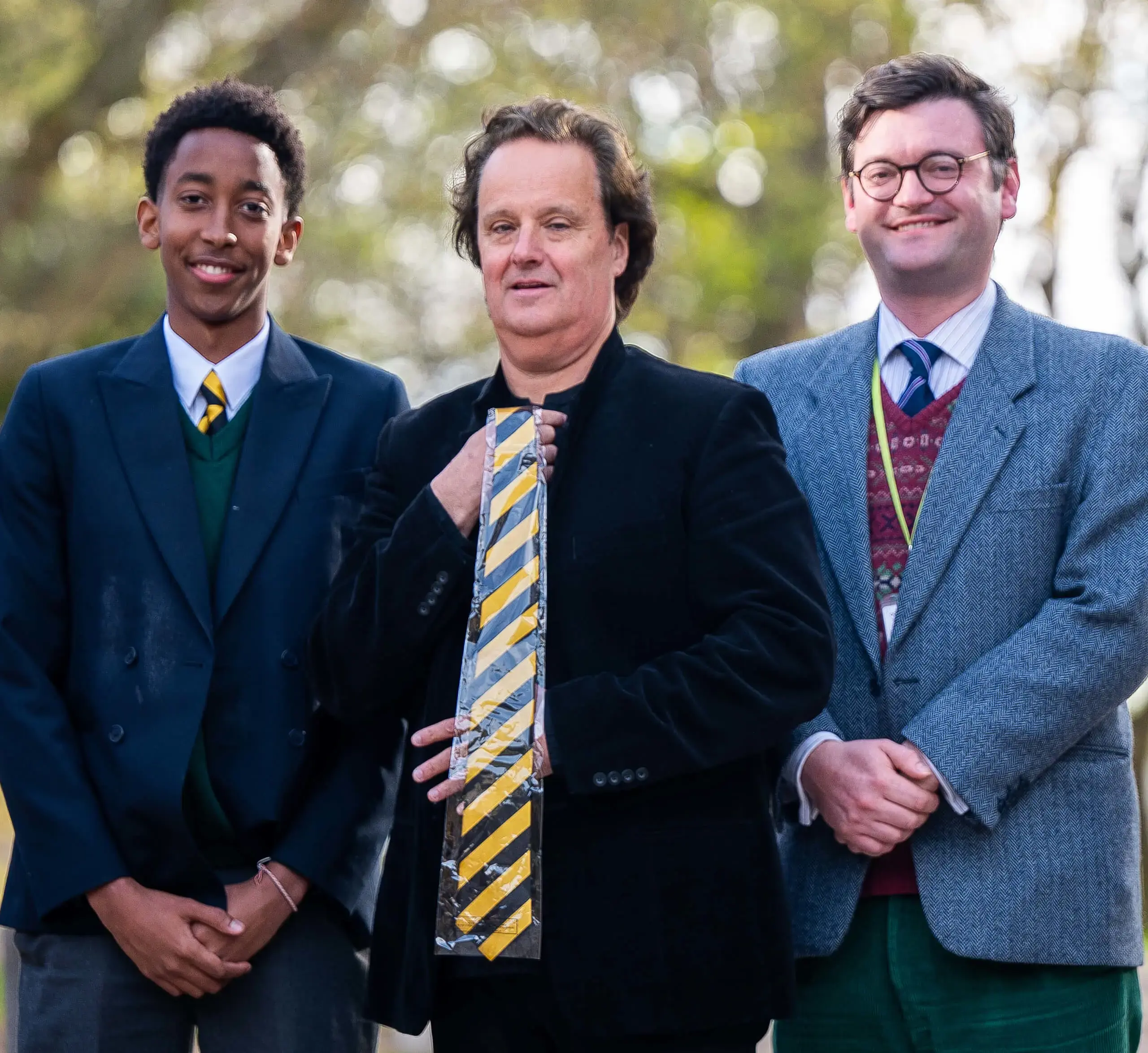 Gordonstoun Alumnus Hobart Earle with current pupil and teacher