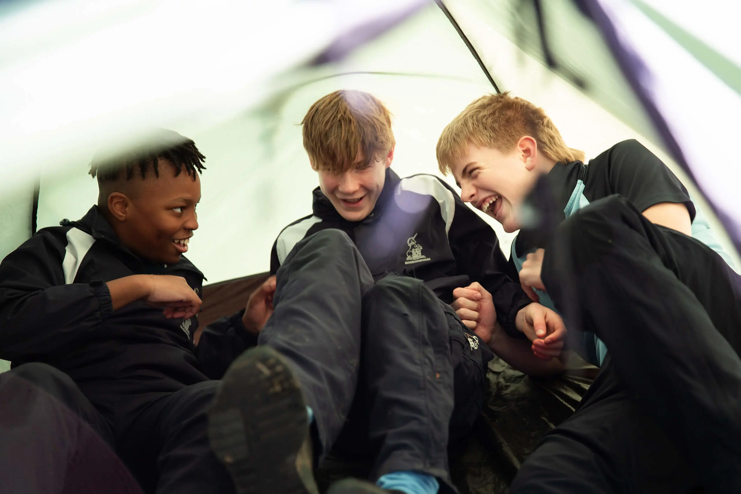 Gordonstoun senior pupils smiling, laughing, and having fun together