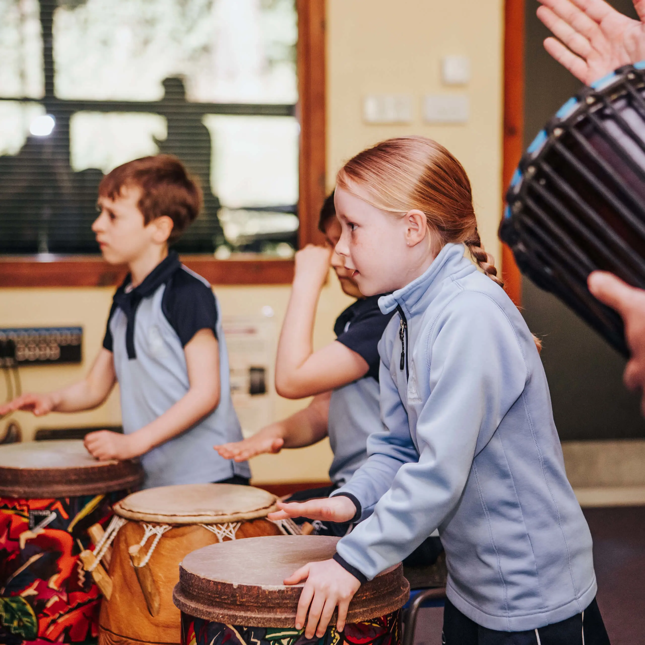 Prep pupils playing drums