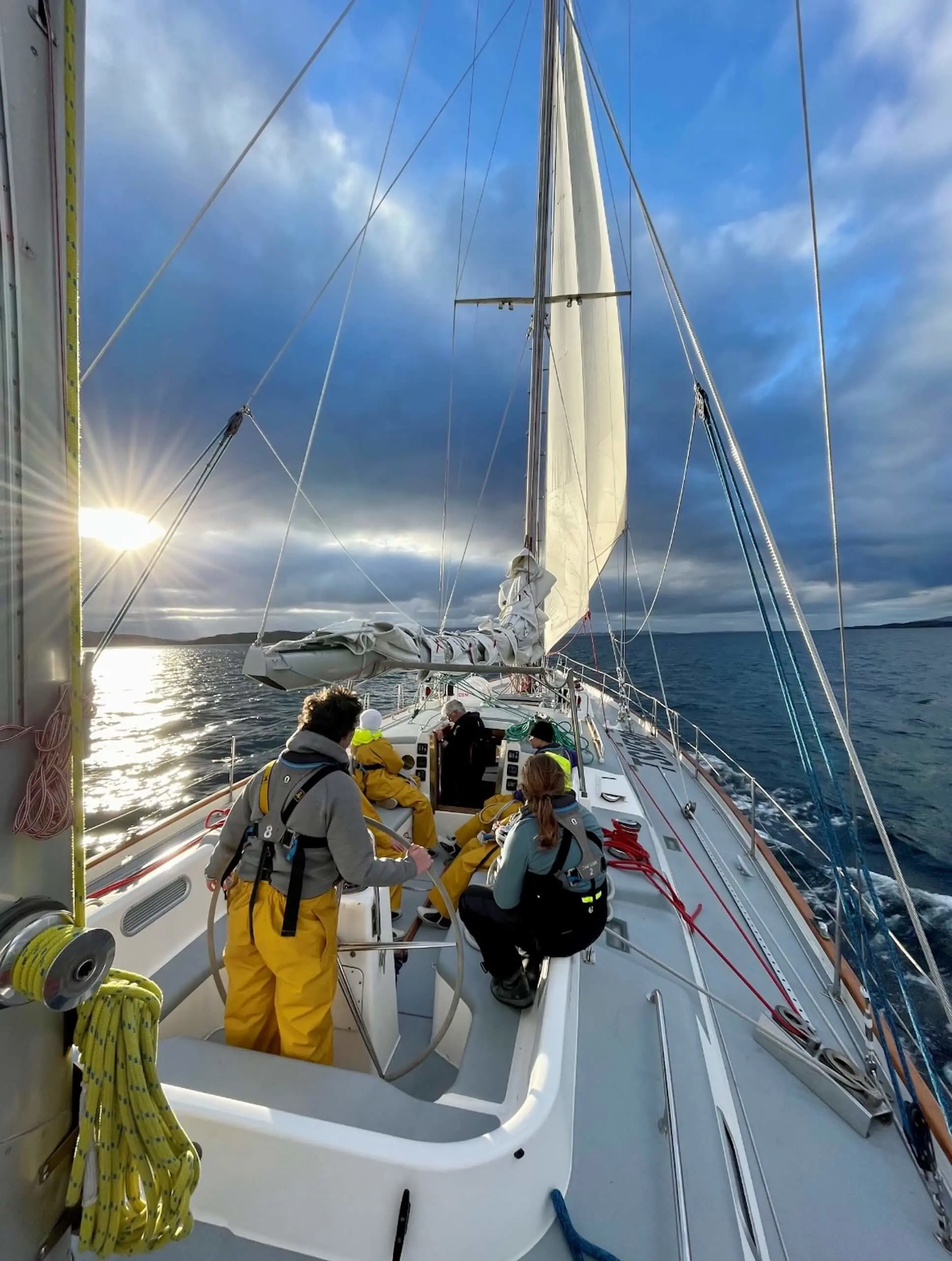 Gordonstoun students sailing on Ocean spirit of Moray an 80 foot sail training vessel.