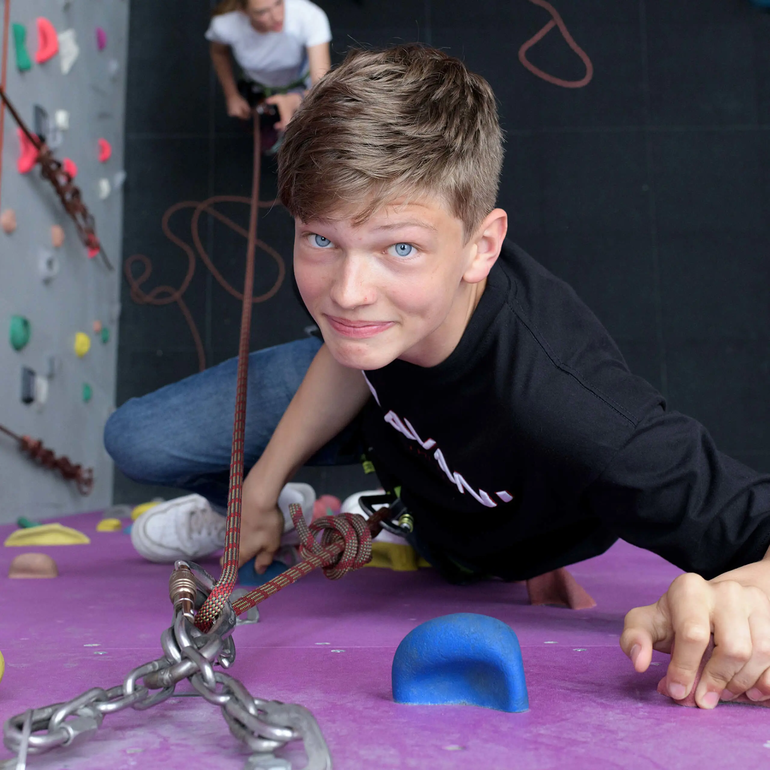 Senior pupils scaling Gordonstoun's own indoor climbing wall