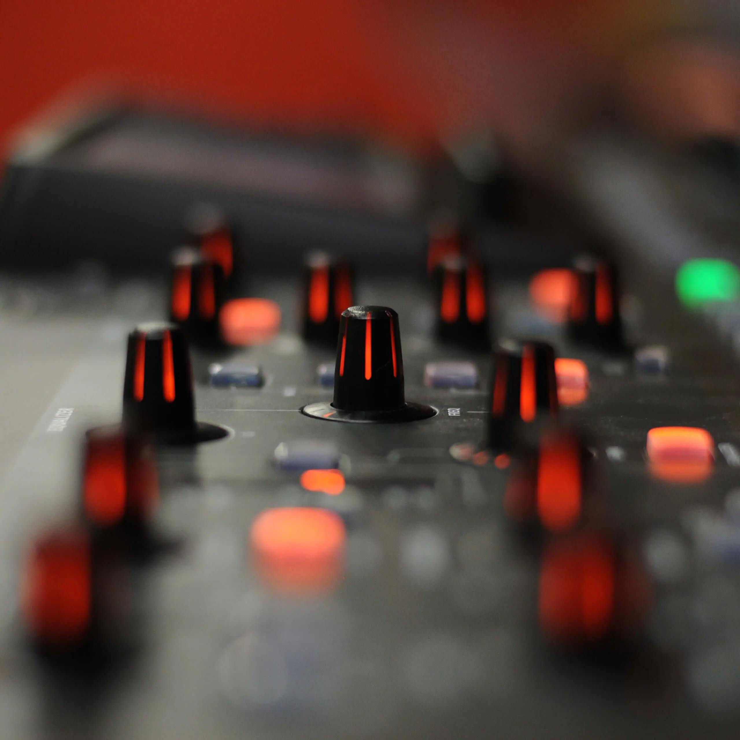 Close up photograph of a soundboard