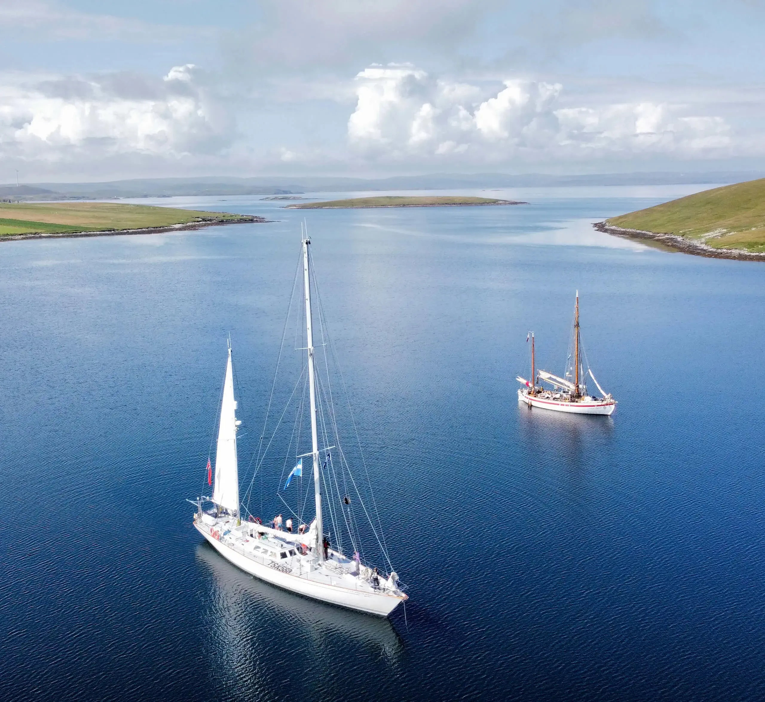 Ocean Spirit of Moray, Gordonstoun’s 80ft sail training vessel at anchor on the West Coast of Scotland.