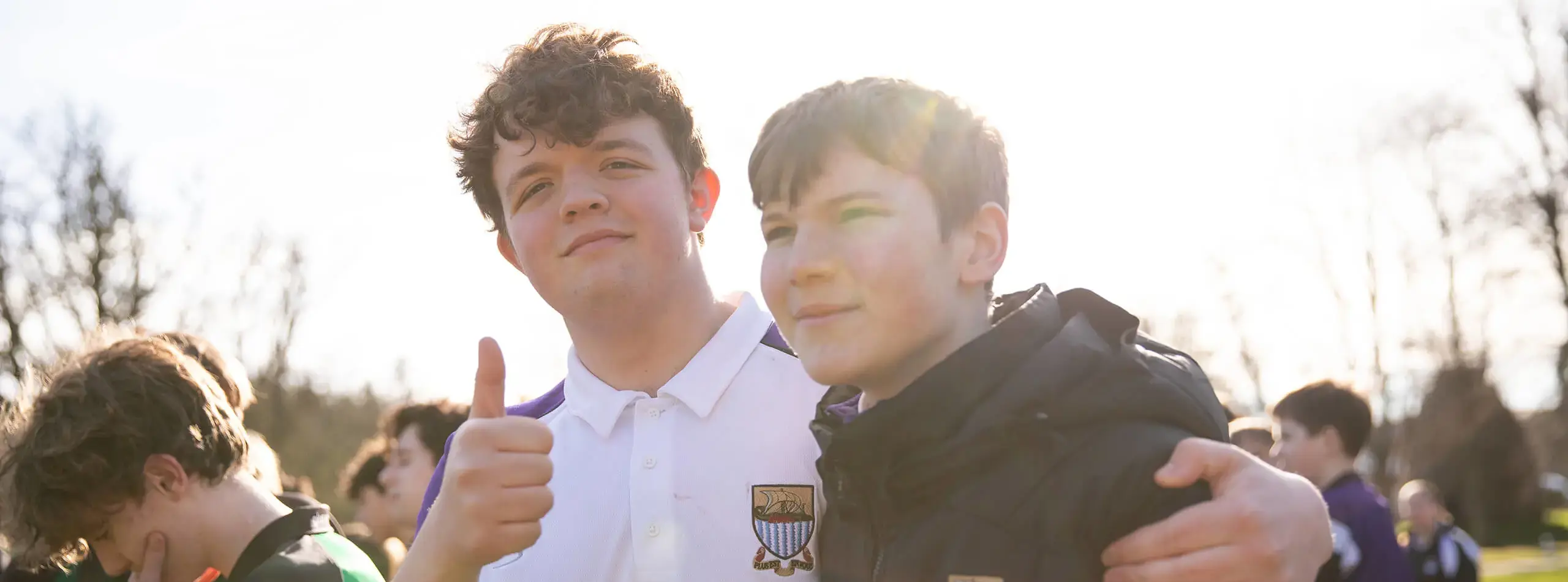 Gordonstoun pupils thumbs up