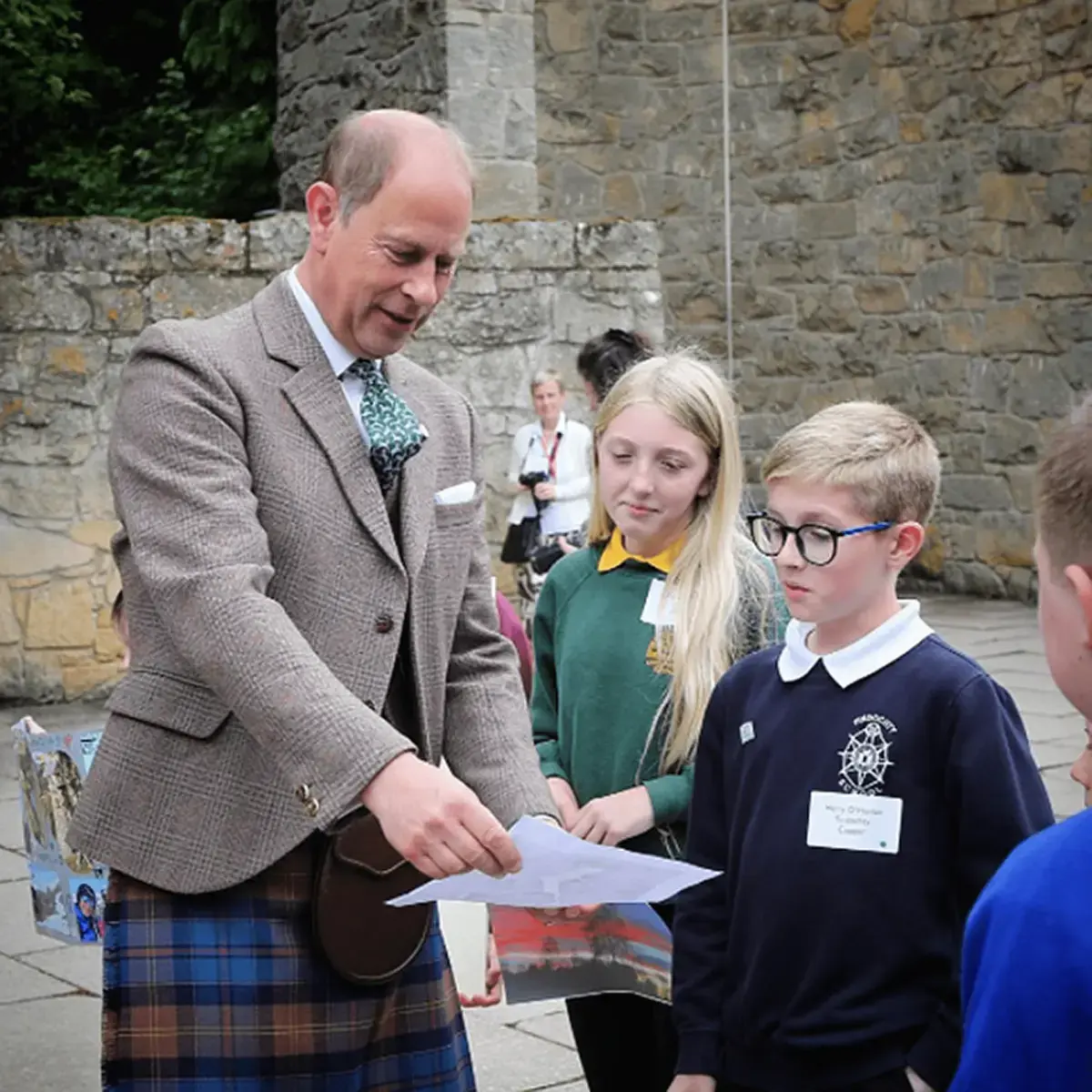 HRH The Duke of Edinburgh at Gordonstoun with Students