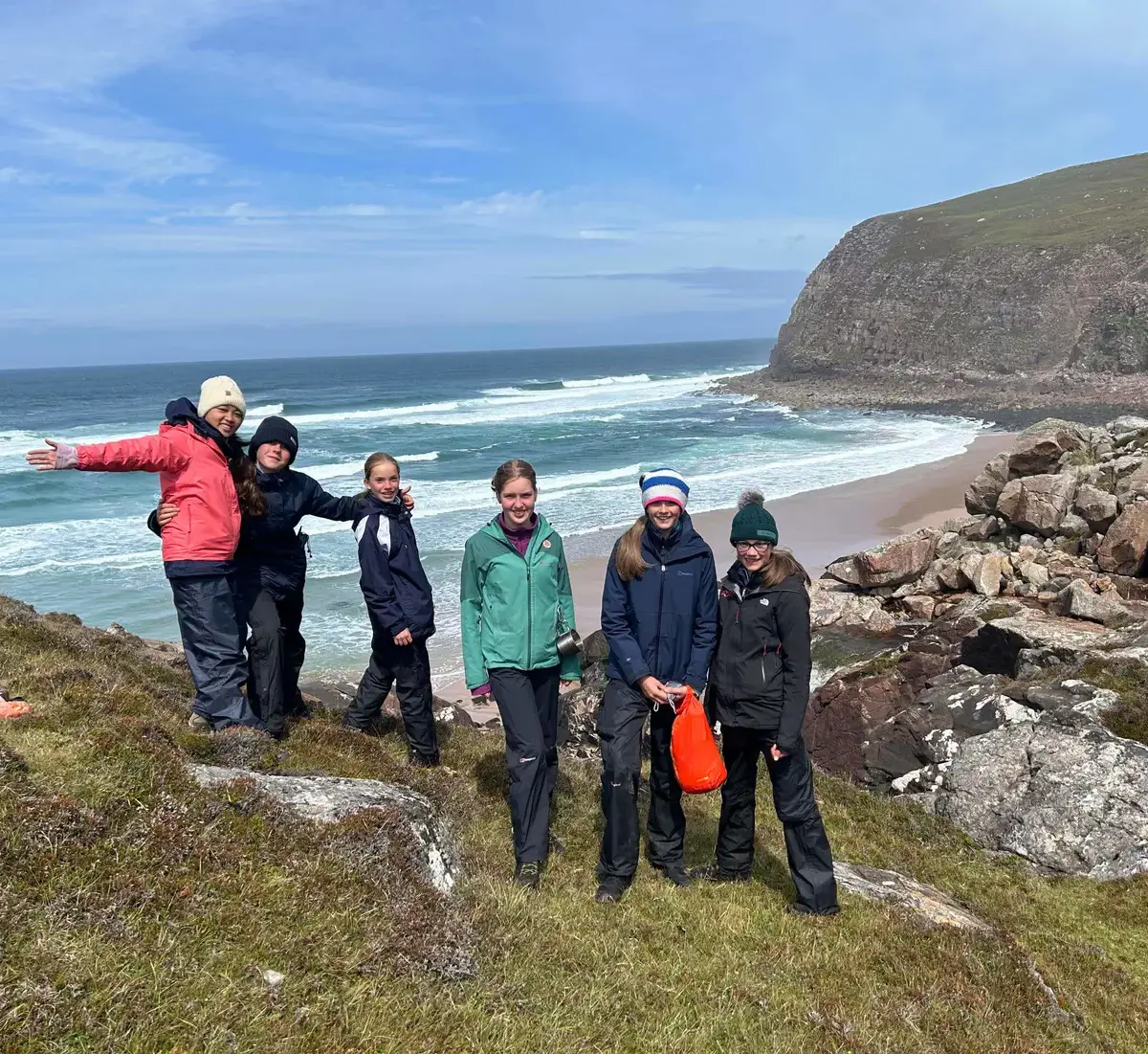 Gordonstoun pupils walking along the coastline